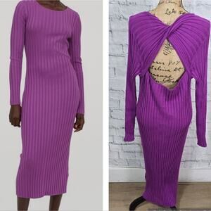 H&M sweater midi dress plus Sz XXL long sleeve ribbed cocktail A37